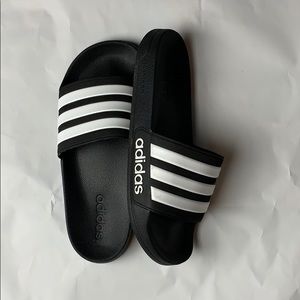 Black and White Adidas Flip Flops